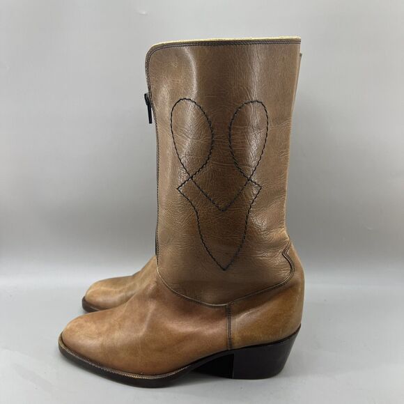 Eurosuole Western Front Zip Up Boots Men Size 9 US, 42 EU Brown Leather Cushion - Picture 3 of 11